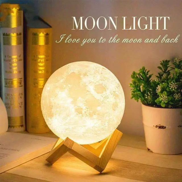 3D Printing Moon Lamp USB LED Night Light Moonlight Touch Color Changing 15CM