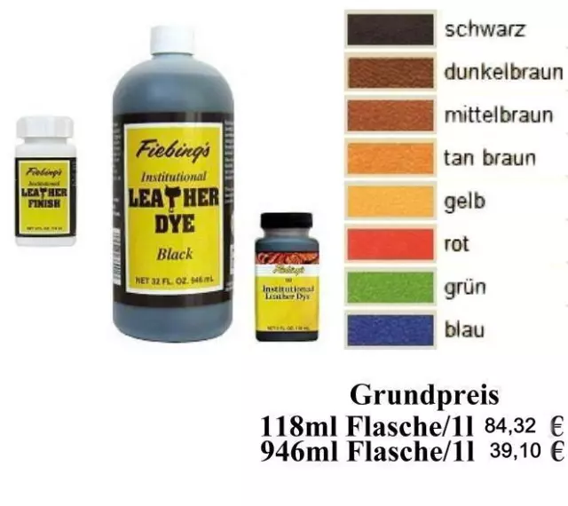 Fiebings Institutional Leather Dye Colors nicht entflammbare Lederfarbe NEU