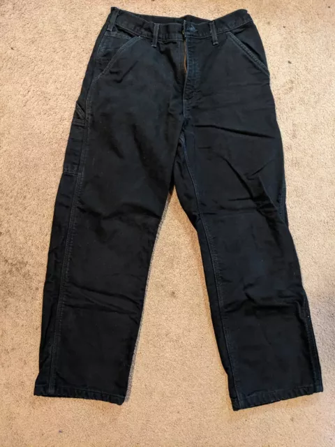 Carhartt B111 BLK Flannel Plaid Lined Work Pants Black 30x30.
