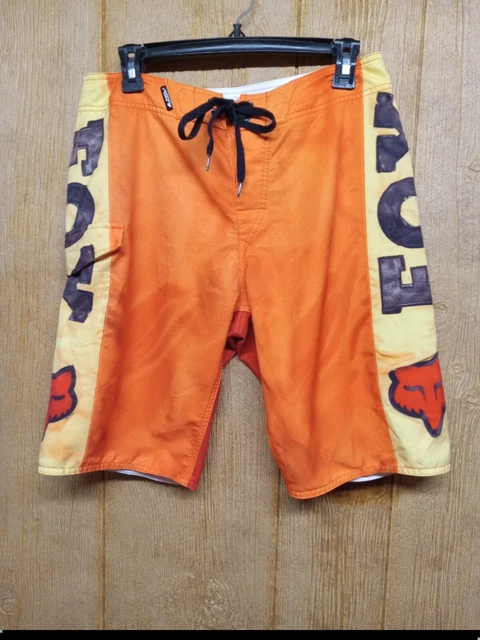 Fox Racing Orange Yellow Black Logo Mens 32 Swim Trunks/ Boardshorts Mk5-3