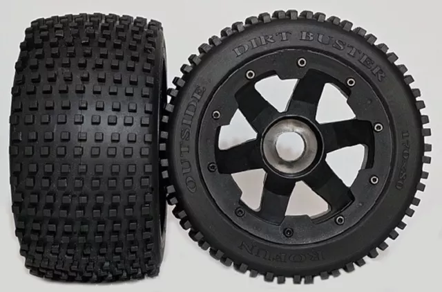 Oz Store Rovan Rear Wheels 6 Spoke with v2 Dirt Buster / Block Tyres fit 5B KM