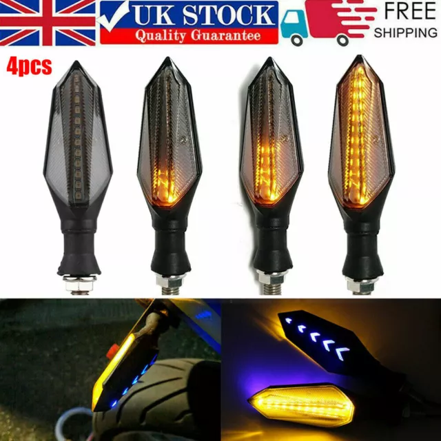 4x Motorcycle 17LED Turn Signal Indicators Motorbike Flowing Light Lamp Amber UK