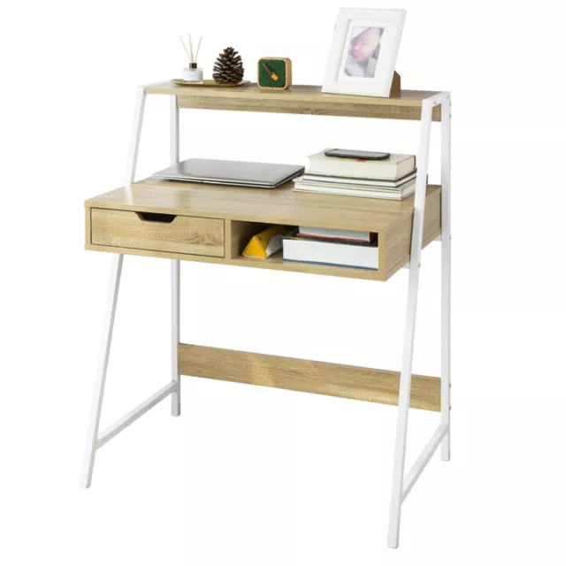 SoBuy® Table de Bureau avec tiroir et étagère - Cadre métal, FWT63-N, FR