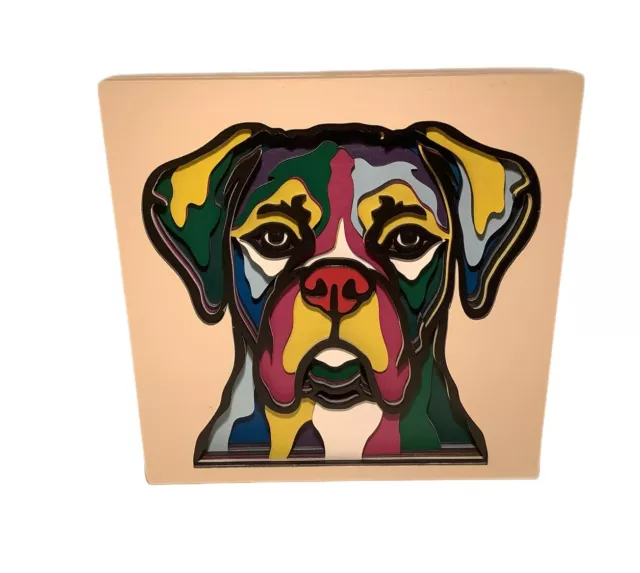 3d Wooden Layered Boxer, Pop Art Dog Picture