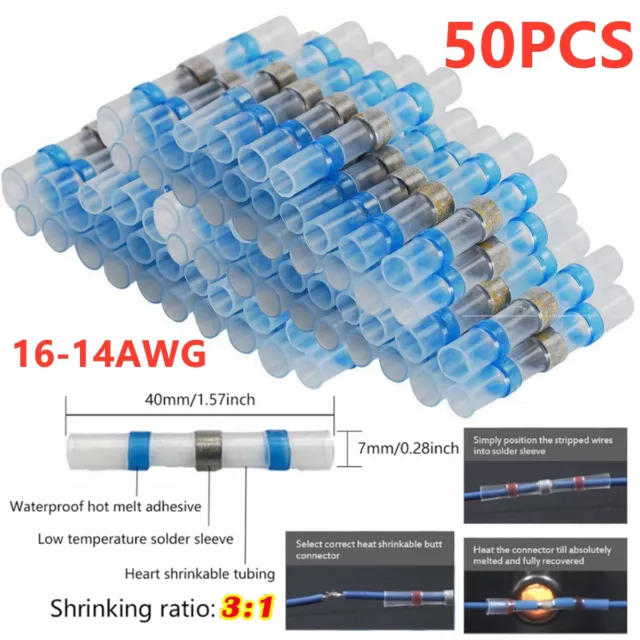 50Pcs Cosses Electrique Connecteur Gaine Thermoretractable A Souder