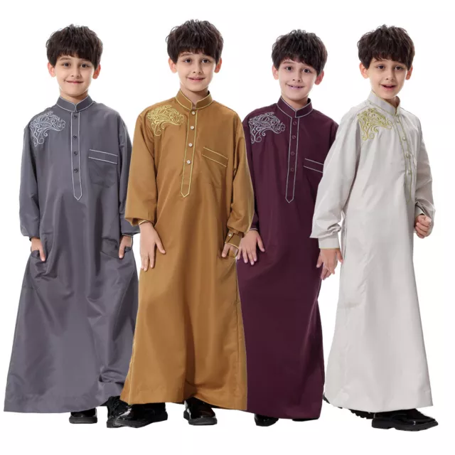 Kids Boys Thobe Jubba Thoub Abaya Muslim Boys Robe Saudi Arab Kaftan Dishdasha
