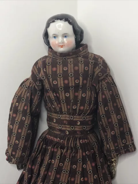 9.5” Antique German Porcelain China Head Doll Kister High Brow 1870-80’s #o