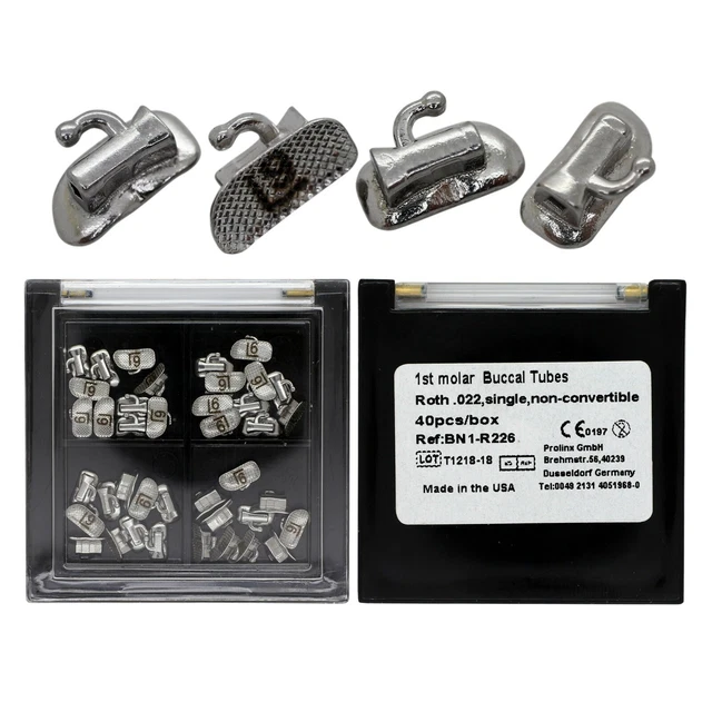 10 Sets Dental Orthodontic Buccal Tube Laser Marked Mesh Base Roth 022 1st Molar
