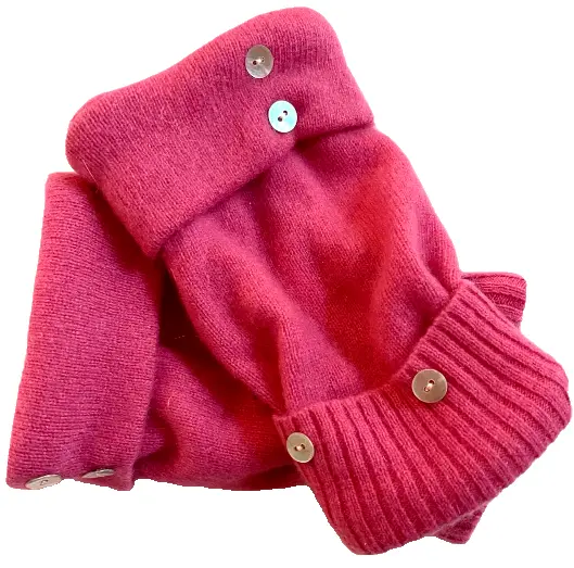 Fingerless Gloves Pink 100% Cashmere S M L Small - Medium - Large Mittens Os