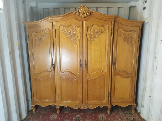(delivery see description) Wardrobe 4 door  French solid oak Louis XV Style