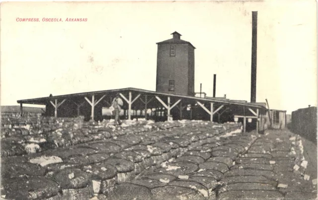 COTTON COMPRESS original antique postcard OSCEOLA ARKANSAS AR c1910 delta