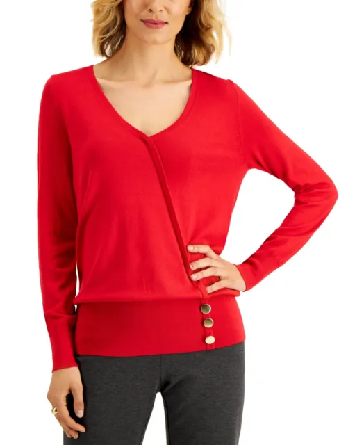 MSRP $50 Jm Collection Surplice Sweater Red Size XS