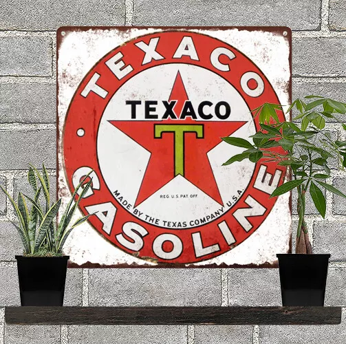 Texaco Gasoline Metal Sign Ad Repro Gas Pump Garage Shop 12x12" 60201