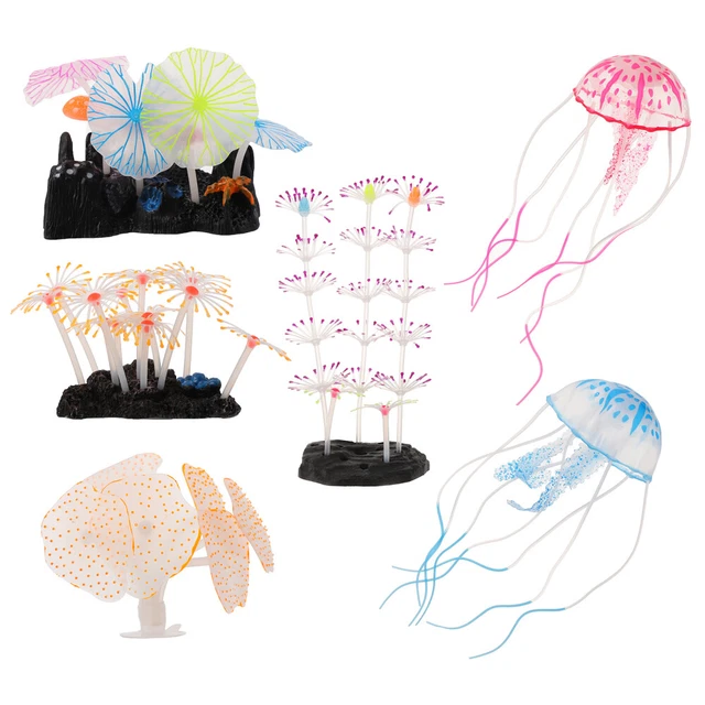 1 juego de decoraciones de acuario plantas artificiales decoración de acuario adornos