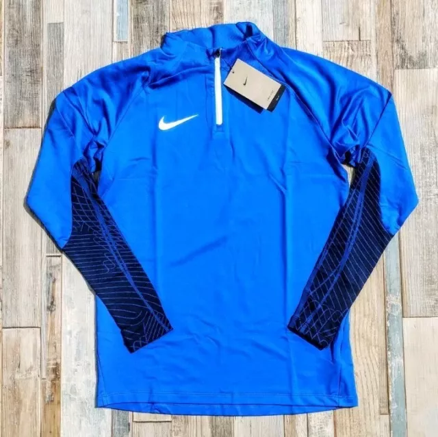 Top da trapano sportivo Nike Dri-Fit Strike 1/2 cerniera da uomo blu reale medio nuovo