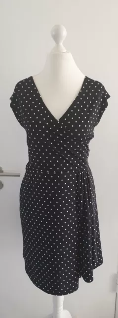 Rockabilly Kleid Bodyflirt schwarz weiß Punkte Polka Dots knielang Größe S 36 38