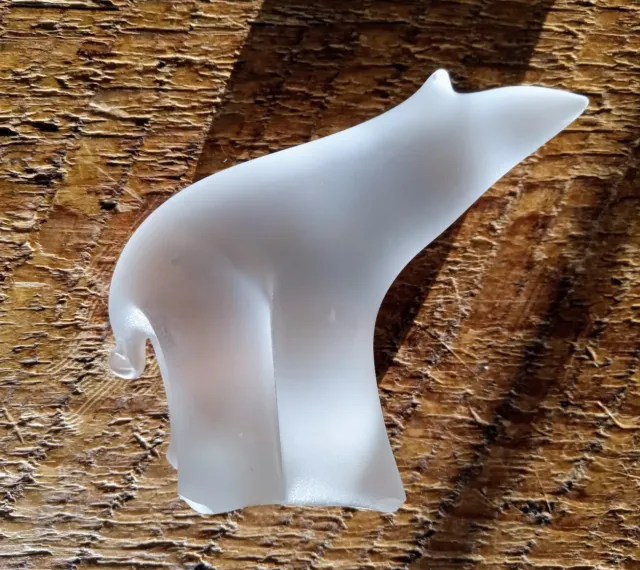 Sweden Frosted Crystal Glass Polar Bear Figurine Small Vintage 5"