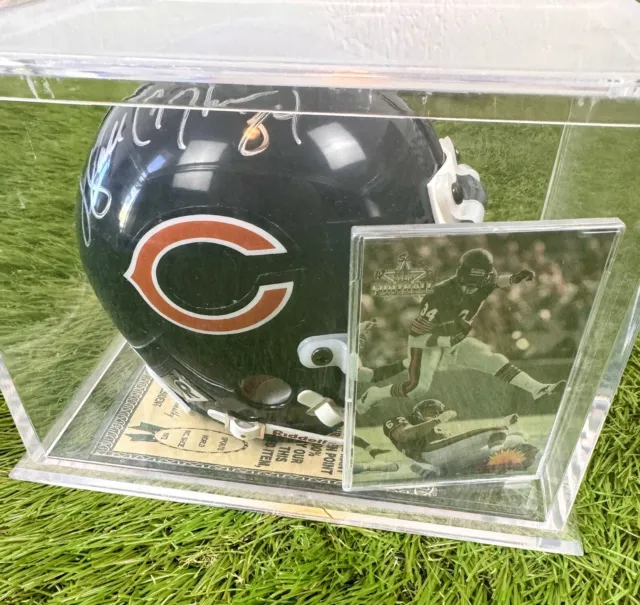 Walter Payton Chicago Bears Autographed Mini Football Helmet Signed COA w/ Case