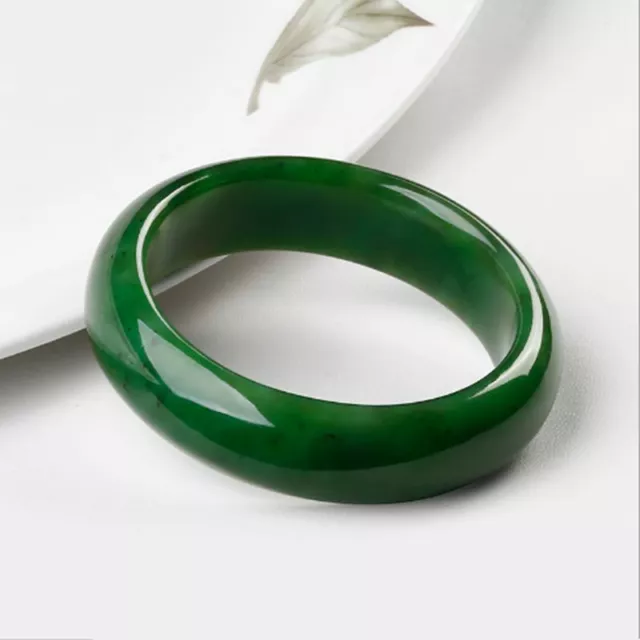 54mm-65mm Beautiful AAA Female Bangle Chinese Green Jade Hand-carved Bracelet