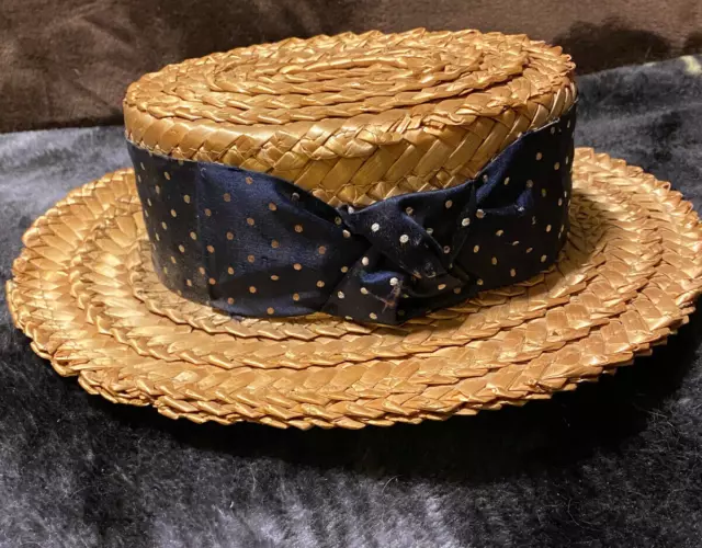 Vintage Robert B. Johnston Bradford PA 53 Main St Skimmer Boater Straw Hat Sz. 6