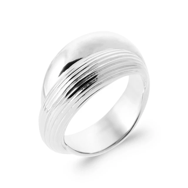 Bague Large En Argent 925 Rhodié - Design Ajouré, Tailles 50 à 60, Neuve Avec étiquettes