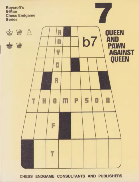 ROYCROFT ENDGAME STUDY QUEEN and PAWN ON B7 VS QUEEN  ISSUE 7 CHESS ECHECS 1986