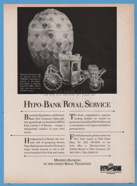 1987 Hypo Bank Munich Germany Faberge Imperial Coronation Egg magazine print ad