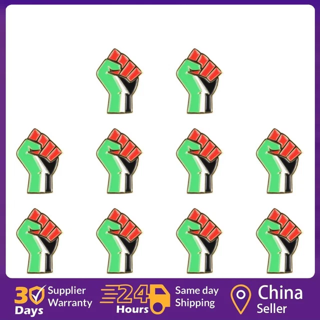 Palestine Flag Lapel Pin Set - Power Fist & Map Brooches, Crystal Enamel Support Gaza Jewelry Accessories