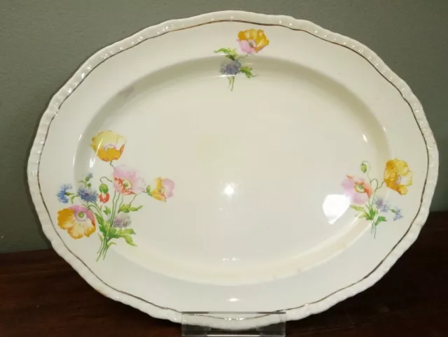 Vintage Ridgway, Cream Serving Plate with Yellow Poppy, Serving Platter, 30.5cm