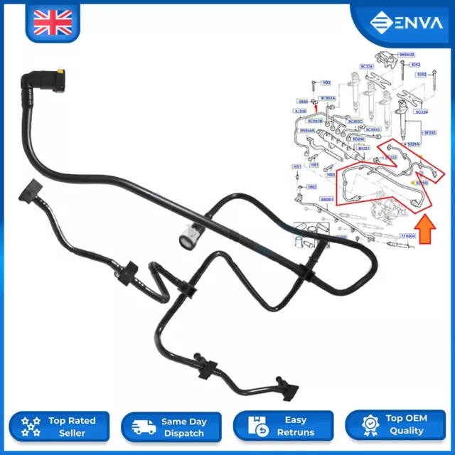 For Ford Transit Mk7 2.4 TDCI Diesel Leak Off Fuel Injector Pipe 1521640 RWD