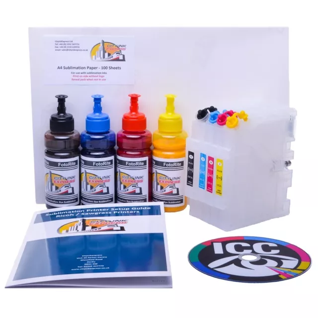 Farbstoff Sublimation Tintenpatronenpaket passt Ricoh GC21 GC31 GC41 KOSTENLOSES ICC-Profil