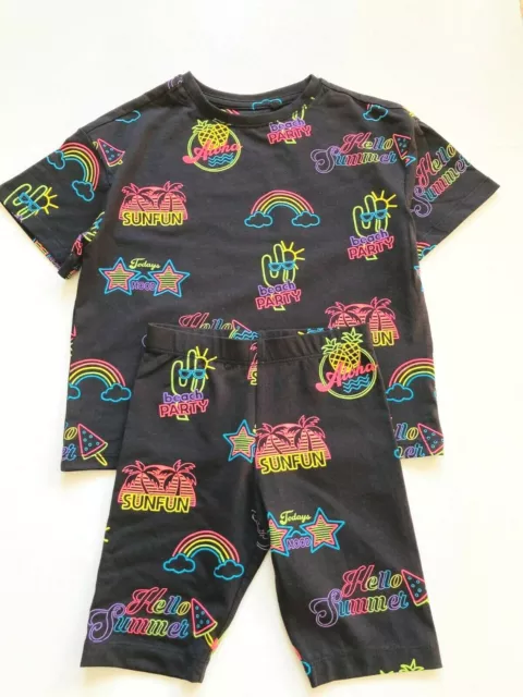 New Girls Short Pyjamas NEW Ex High Street Age 4 to 16 Years Black Beach Party