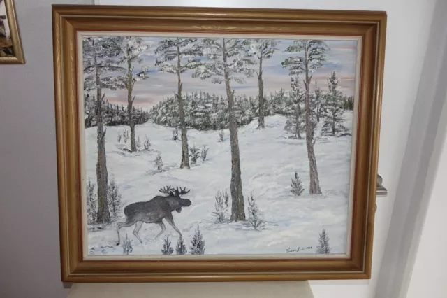 Ölgemälde Winter  gerahmt  signiert 1957  ca. 73 x 62