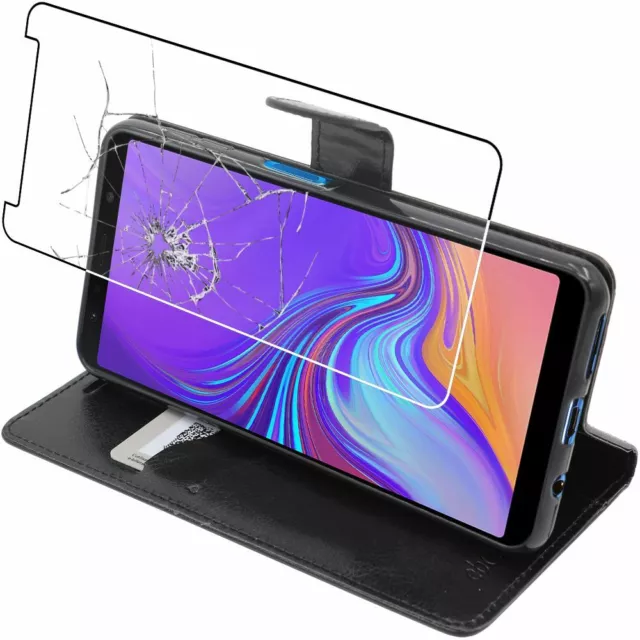 Etui + VERRE Trempé pour Samsung A7 Galaxy 2018 SM-A750F Coque Portefeuille