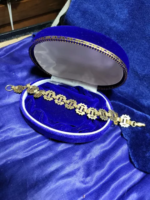 Gorgeous Victorian Silver Gilt Book Chain Bracelet Engraved