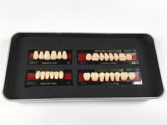 1 Box of SHOFU ENDURA Dental Denture False Teeth Resin A2 M28 M30 M32 Plastic