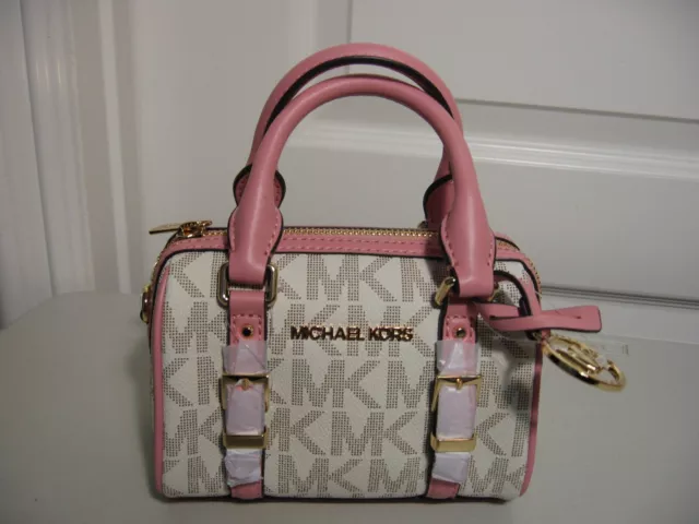 Michael Kors Bedford Legacy Satchel X-Small Signature Logo Vanilla/Primrose  New