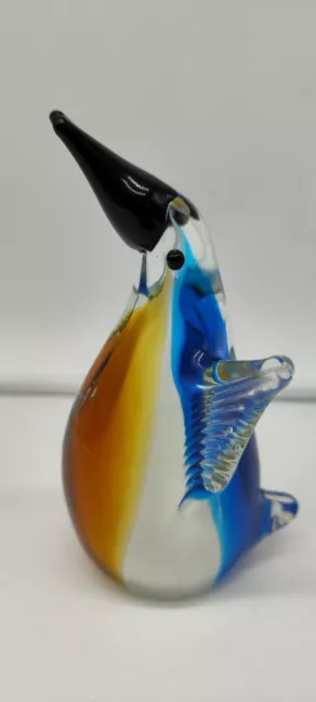 Statue Pingouin verre de Murano verrerie multicolore h 14.5 cm