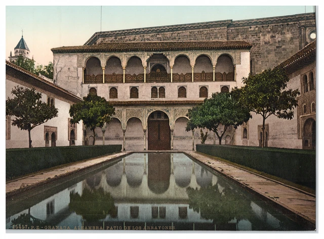 Tirage Albuminé Vintage – Alhambra De Grenade, Patio De Los Leones, Vers 1880