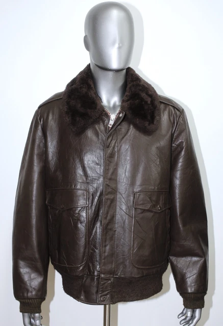 Blouson Flight Jacket SCHOTT 684-SM En Cuir Noir - Vintage Années 80 - Taille 2XL USA - Occasion TB