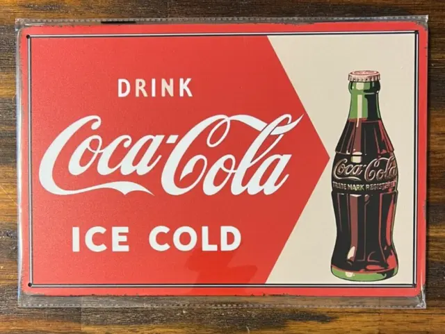 Coca-Cola Drink Ice Cold Novelty Metal Sign 12" x 8" NEW!