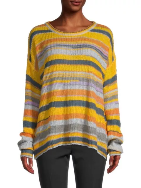 Avantlook Striped Sweater Boxy Oversized Colorful Loose Knit Cotton Light Sz XS
