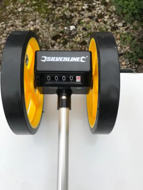 Mini Surveyors Distance Measuring Wheel 0-9999m Yellow Silverline 868793 2