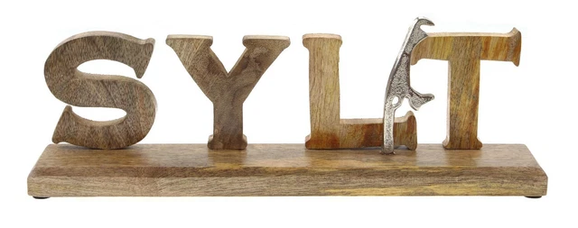 Sylt Legno Scritta 40 CM Metallo Inselumriß Mare Del Nord Mare Vacanze Spiaggia