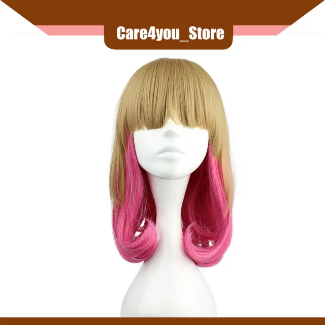 Item of 1 Hair Wigs for Women 18" Blonde Gradient Pink Curly Wig with Wig Cap