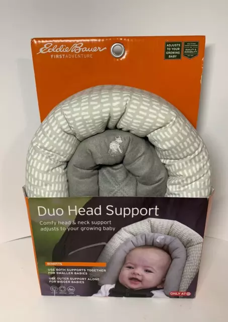 Eddie Bauer Duo Head Support for Baby Car Seat Stroller & Carrier NEW Gray White