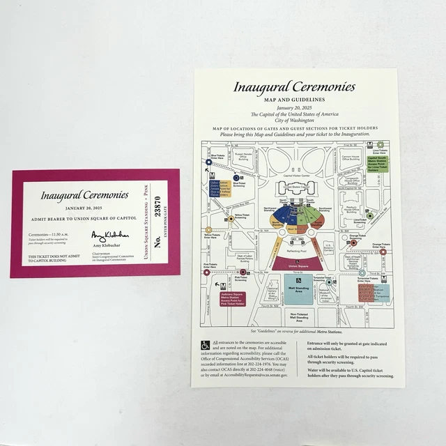 2025 PRESIDENT 47 Donald J. Trump J.D. Vance Inauguration Pink Ticket