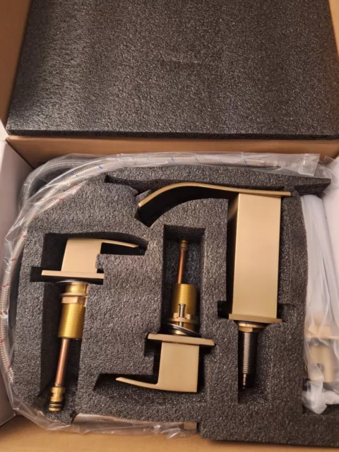 Brushed Gold Waterfall Bathroom Faucet - Widespread Bathroom Faucets NEW