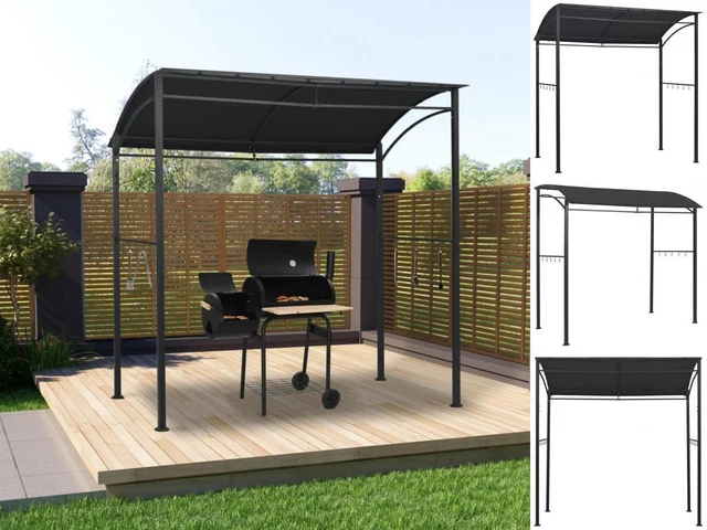 BBQ-Pavillon 215x150x220 Cm Anthrazit Stahl Garten Grill-Pavillon