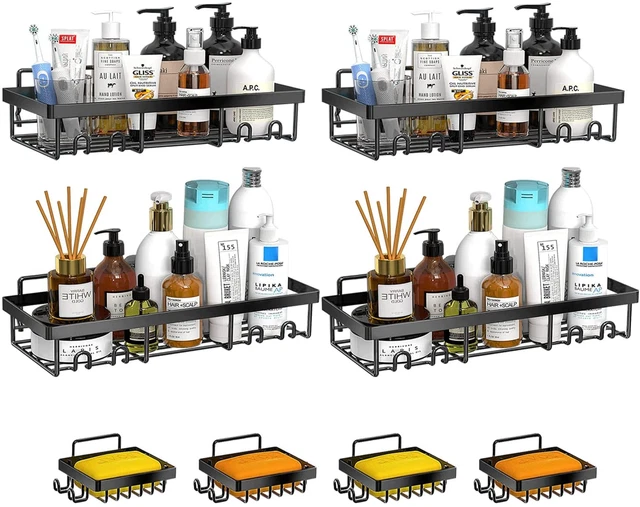 Paquete de 8 carritos de ducha, estantes de ducha - paquete de 4 estantes adhesivos para baño no D